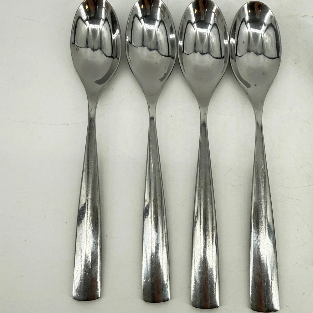 Studio William Spoon 4pc Silver Stainless Steel Modern Square Handle Flatware